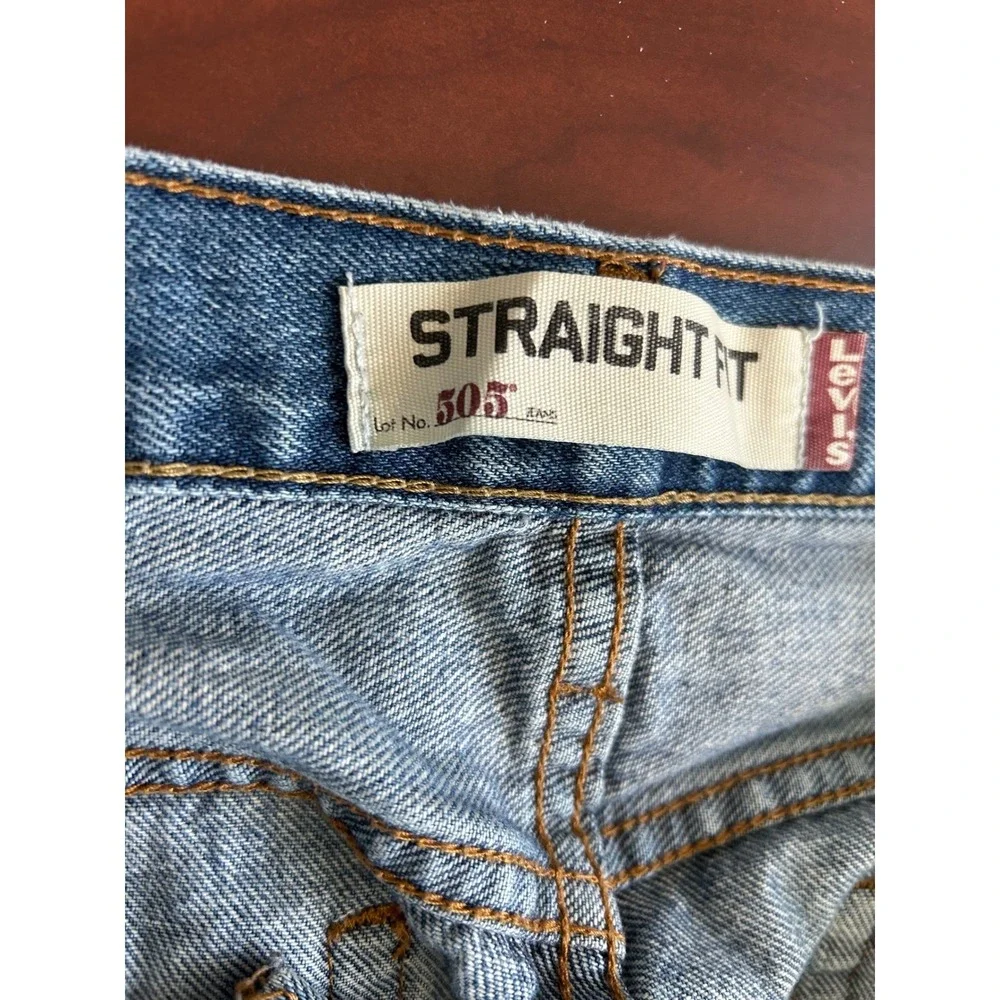 Levis 505 Mens Straight Fit Jeans Medium Wash Blue Denim 40x29 see note-flaw‎
